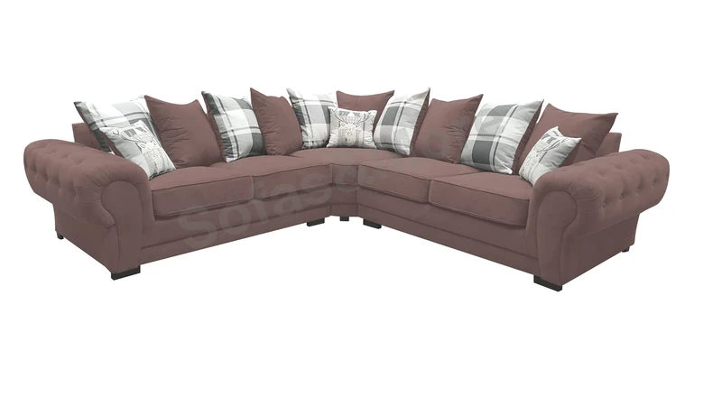 Verona Corner Sofa Dorado Fabric Grey Brown Cream Designer Scatter Cushions Living Room Furniture (Chocolate/Grey)