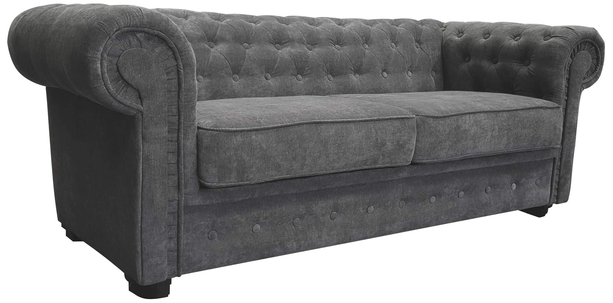 Chesterfield Style Sofa bed Venus 3 Seater 2 Seater Fabric Grey Settee (2seater, Grey)