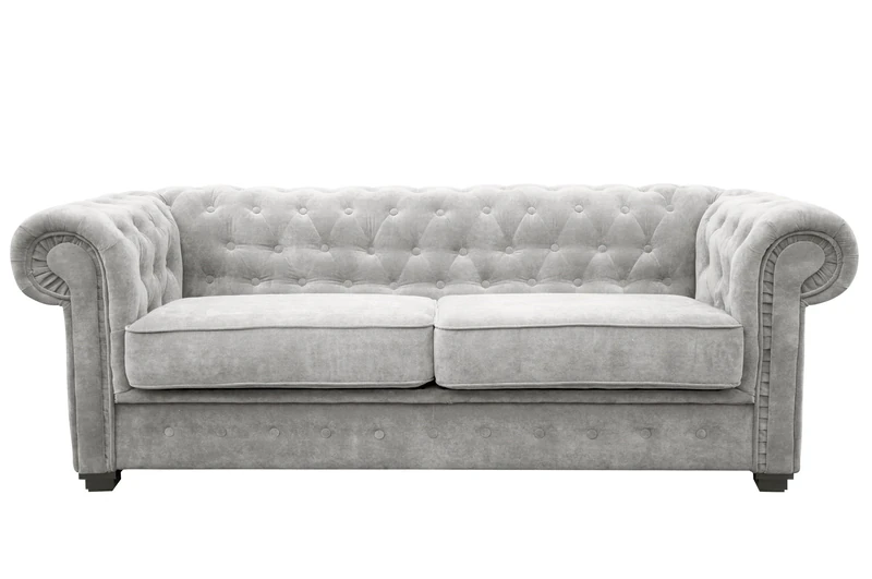Sofas and More Chesterfield Style Sofa bed Venus 3 Seater 2 Seater Fabric Light Grey Settee (2seater, Light Grey)