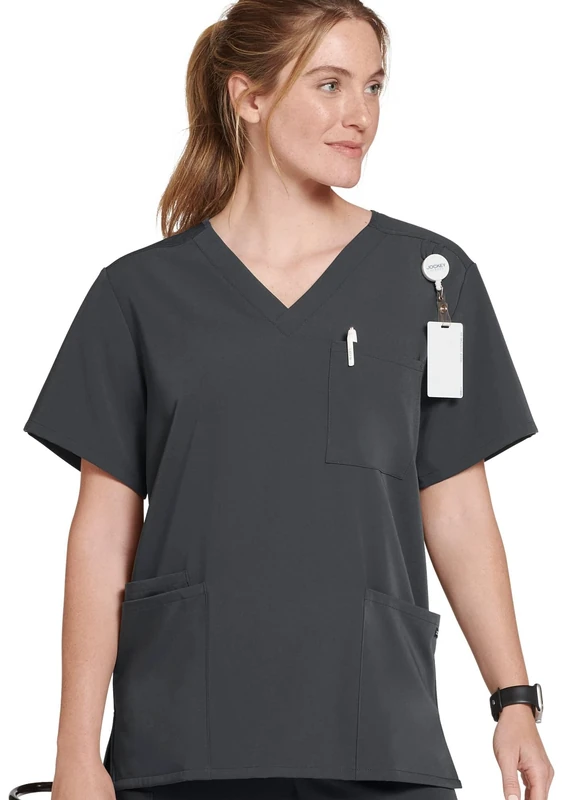 Jockey Classic Fit Men's V-Neck Solid Scrub Top Charcoal XX-Large