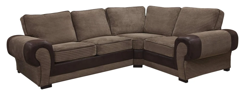 Panama Black and Grey Fabric Brown Fabric Designer Sofa Settee Couch Corner Group (Right Hand Side, Brown)