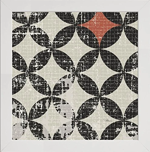 Frame Company Watson Range Geometric Patchwork Puree Pumpkin Square V by Pela Studio, Photo Frame - 60 x 60 cm, White