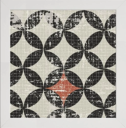 Frame Company Watson Range Geometric Patchwork Puree Pumpkin Square IV by Pela Studio, Photo Frame - 60 x 60 cm, White