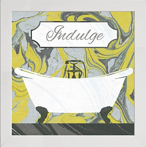 Frame Company Watson Range Marbled Bath II Yellow Gray by Wild Apple Portfoilo, Frame - 60 x 60 cm, White
