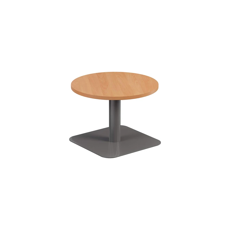 Office Hippo Circular Coffee Table, Sturdy & Stylish Small Table Desk, Laptop Table For Cafe, Coffee Shop or Bar, Versatile Office Table Ideal For Breakroom, 5 Year Guarantee - Beech / Silver - Image 1