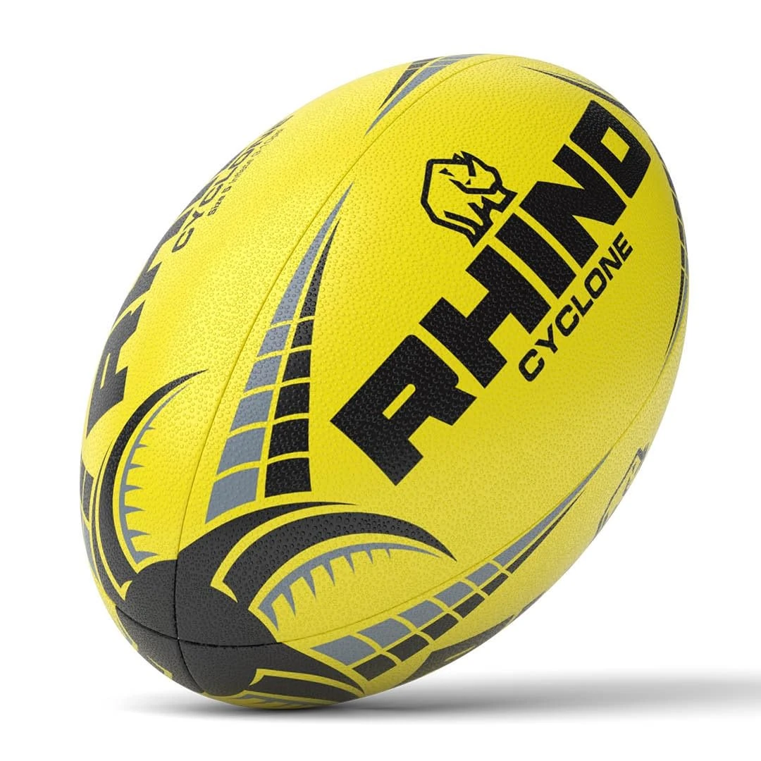 Rhino Cyclone Rugby Ball, Fluo Yellow, Size 3