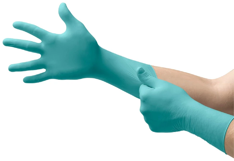 Ansell TouchNTuff 93-700 Nitrile Gloves, Food Processing, Size 6.5-7, Green (200 Pairs)