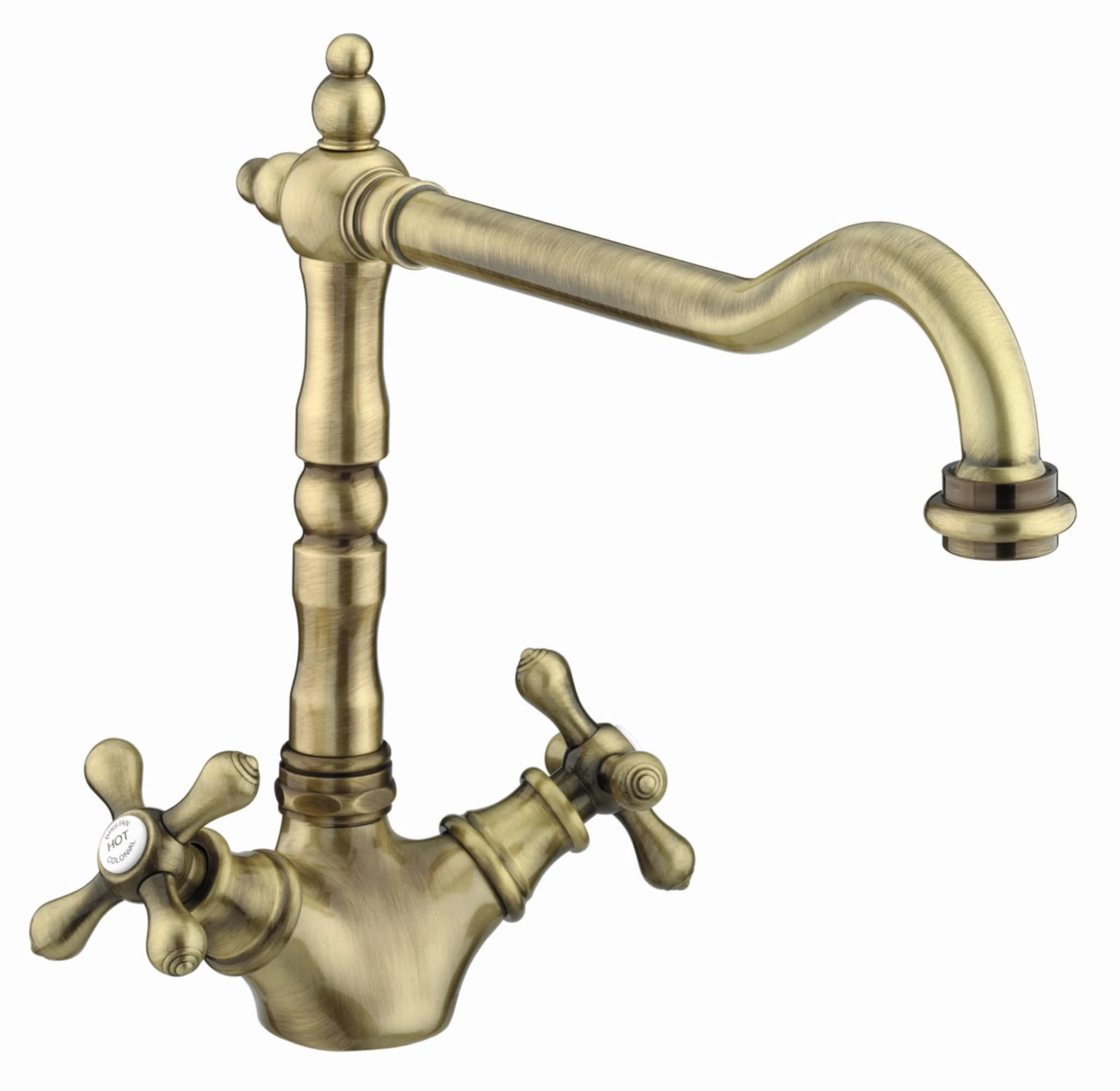 Bristan Colonial Easyfit Kitchen Sink Mixer Tap, Antique Bronze Dual Lever Kitchen Tap