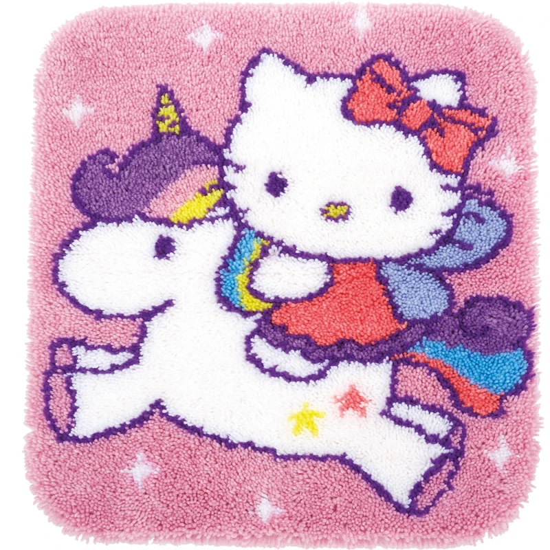 Vervaco Latch Hook Kit: Rug: Hello Kitty: and Unicorn, NA, 55 x 61cm