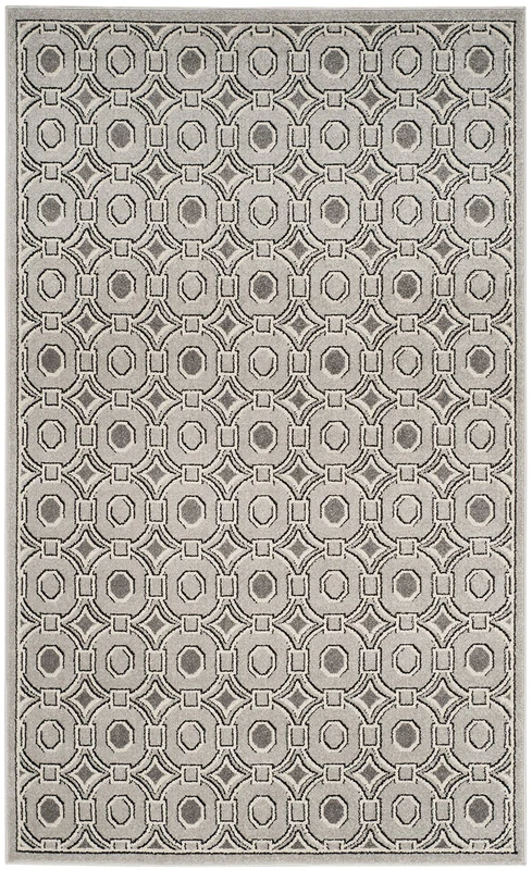 Safavieh Trellis Indoor/Outdoor Woven Rectangle Area Rug, Amherst Collection, AMTB431, in Light Grey / Ivory, 152 X 213 cm for Garden, Patio or Any Outdoor Space