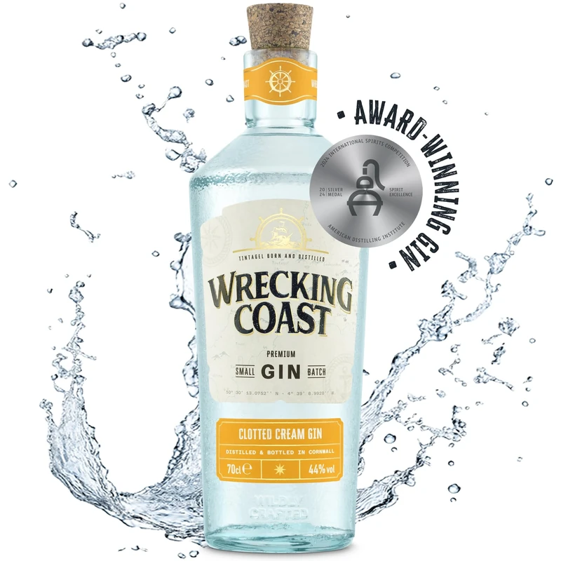 Wrecking Coast Clotted Cream Gin – Unique Cornish Craft Spirit with Smooth Creamy Finish, Distilled in North Cornwall, Perfect Gin Gift 70cl, 44% ABV