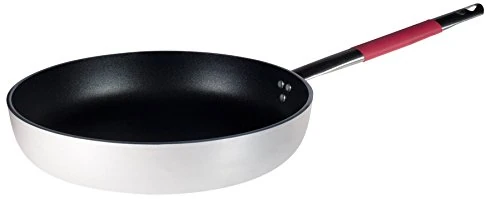 Pentole Agnelli ALSC2111BSCR20 Linea Cookware System 3-5 Mm. Platinum Saute Pan with Red Handle, Diameter 20 Cm, Aluminium, Silver/Black