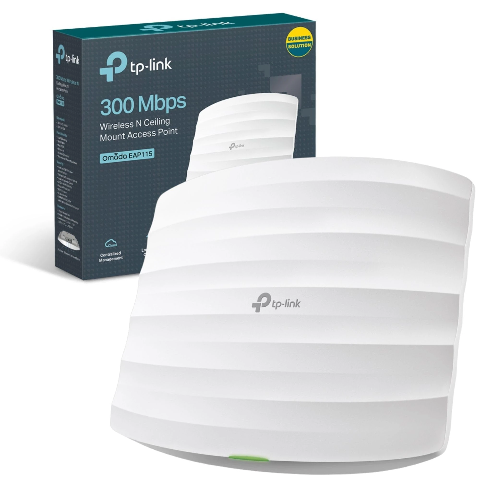 TP-Link EAP115 N300 Wireless Access Point, 300Mbps Access Points Support PoE 802.3af and Direct Current, Omada Mesh, Easy Setup, Centralized Cloud Management, Easily Mount to Wall or Ceiling