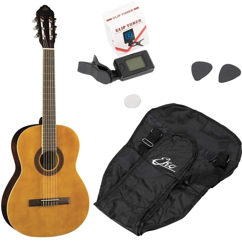 EKO Guitars CS-10 Pack Classical Guitar CS10 Version Pack with Tuner, Plectrums and Bag