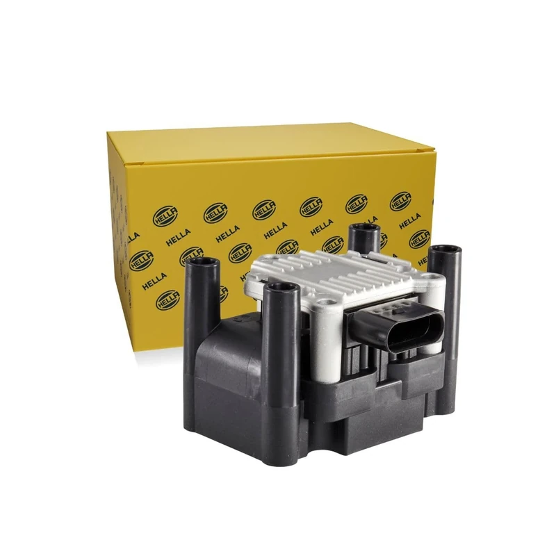 HELLA 5DA 358 000-171 Ignition Coil - 12V - 4-pin connector - Block Ignition Coil - Bolted