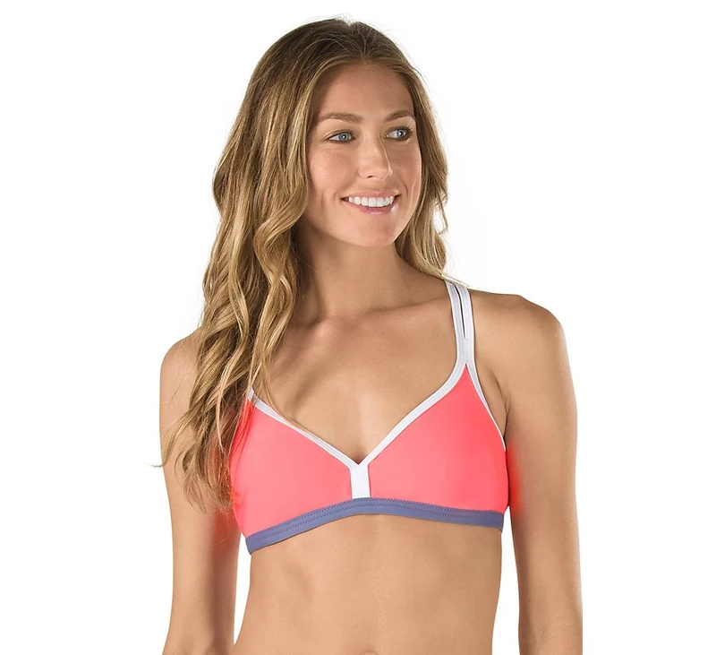 Speedo Women's Powerflex Eco Strappy Cross Back Swimsuit Top, Granatina, Medium