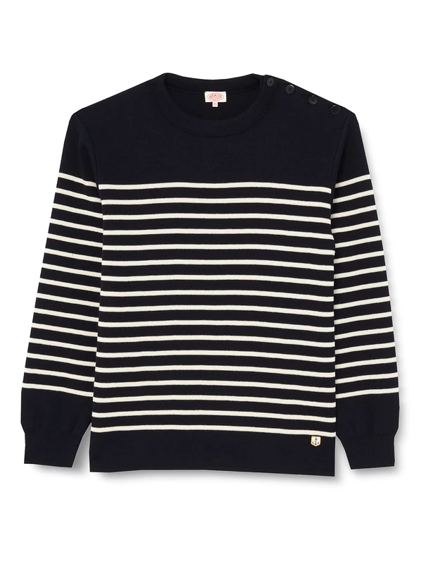 Armor Lux Men's Molene Pullover Sweater, Navy/Natural, 3XL