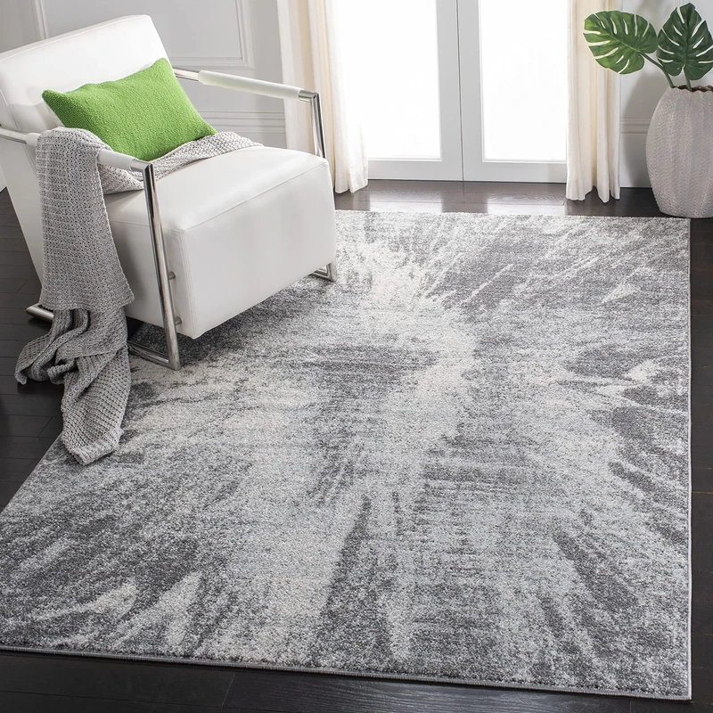 SAFAVIEH Contemporary Rug for Living Room, Dining Room, Bedroom - Tulum Collection, Short Pile, in Ivory and Grey, 160 X 229 cm