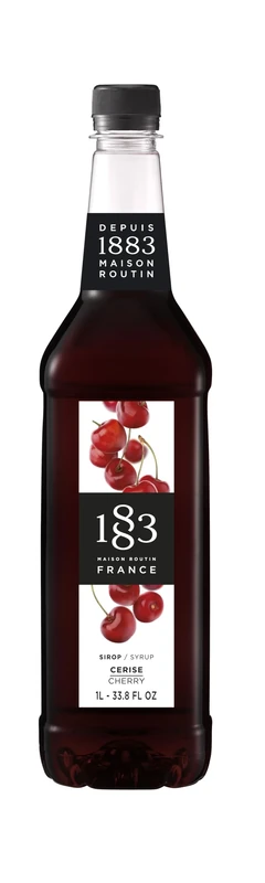 1883 Maison Routin Premium Cherry Syrup for Cocktails, Mocktails, Iced Tea, Smoothies - Vegan-Friendly, Allergen-Free, No Artificial Colours or Preservatives- 1L PET Bottle
