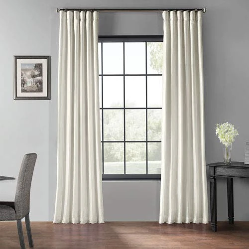 HPD Half Price Drapes Faux Silk Blackout Curtains 108 Inches Long for Bedroom & Living Room Vintage Textured Blackout Curtain (1 Panel), 50W x 108L, Off-white