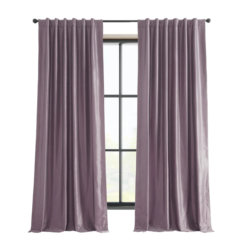 HPD Half Price Drapes Blackout Vintage Textured Faux Dupioni Curtain (1 Panel), Polyester Blend, Smokey Plum, 50 X 96