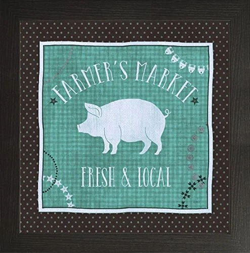 Frame Company Watson Range Little Red Farm II with by Veronique Charron Teal, Frame - 20 x 20 Inches, Black