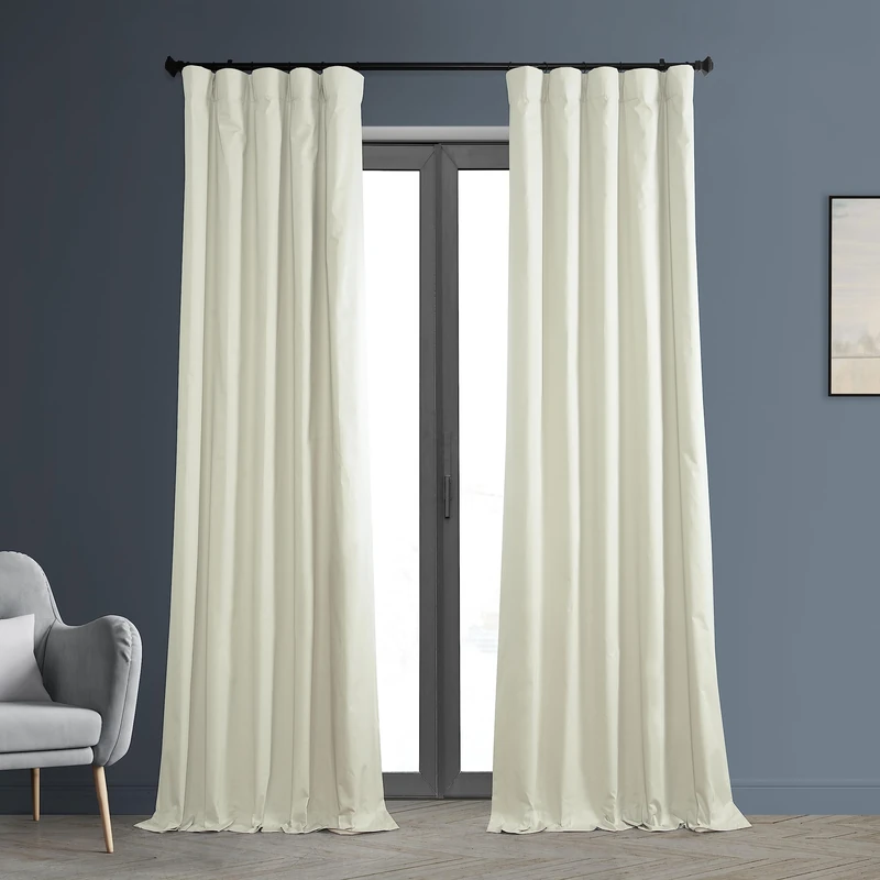 HPD Half Price Drapes Cotton True Blackout Curtains 108 inches long Solid Thermal Insulated Window Treatment Curtain 50 X 108 (1 Panel), PRCT-BO01B-108, Fresh Popcorn