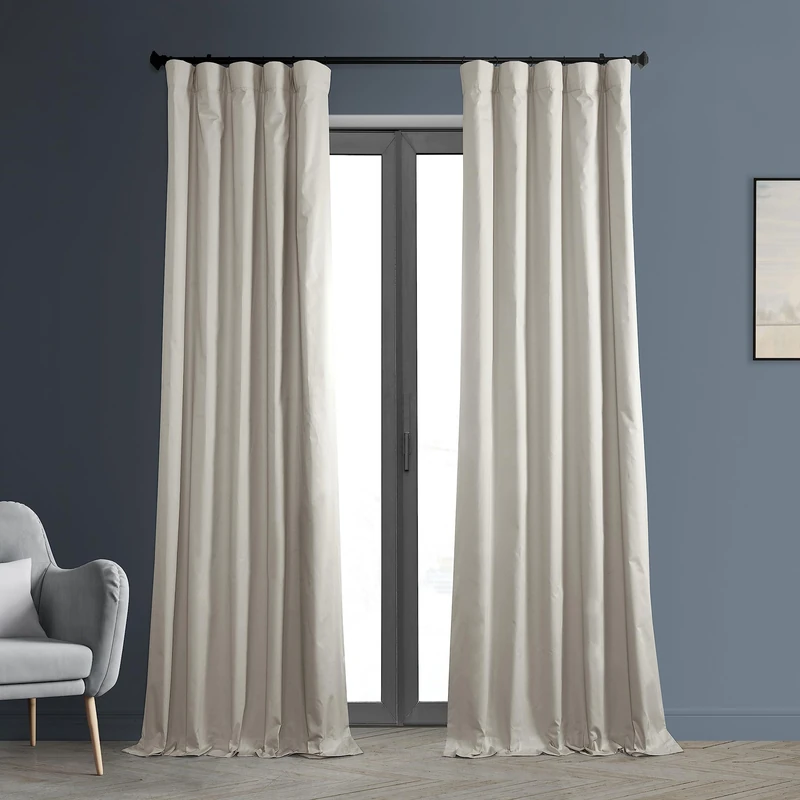 HPD Half Price Drapes Cotton True Blackout 96 inches Long Solid Thermal Insulated Window Treatment Curtain 50 X 96 (1 Panel), Light Greige, 50" W x 96" L (Pack of 1)