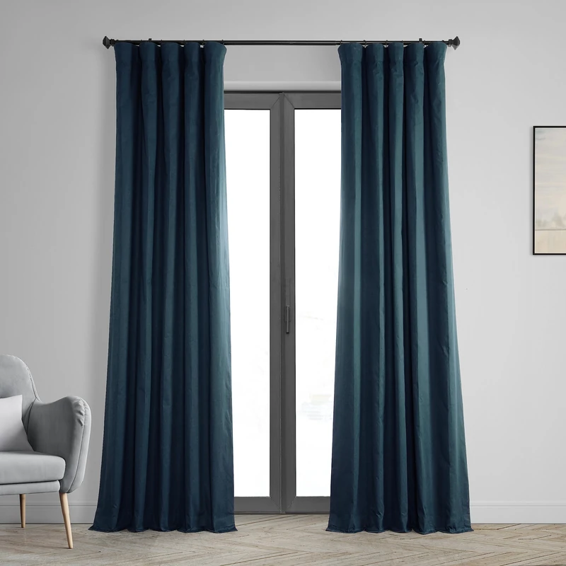 HPD Half Price Drapes Cotton True Blackout Curtains 96 inches long Solid Thermal Insulated Window Treatment Curtain 50 X 96 (1 Panel), PRCT-BO08B-96, Polo Navy