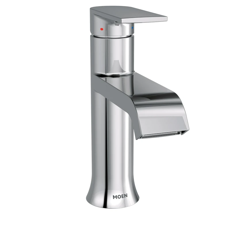 Moen 6702 Genta LX One Handle Single Hole Modern Bathroom Sink Faucet with Optional Deckplate, 1 Count, Chrome