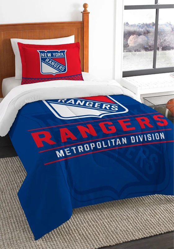 Northwest The Company NHL New York Rangers Comforter and Sham Set, Twin, Draft