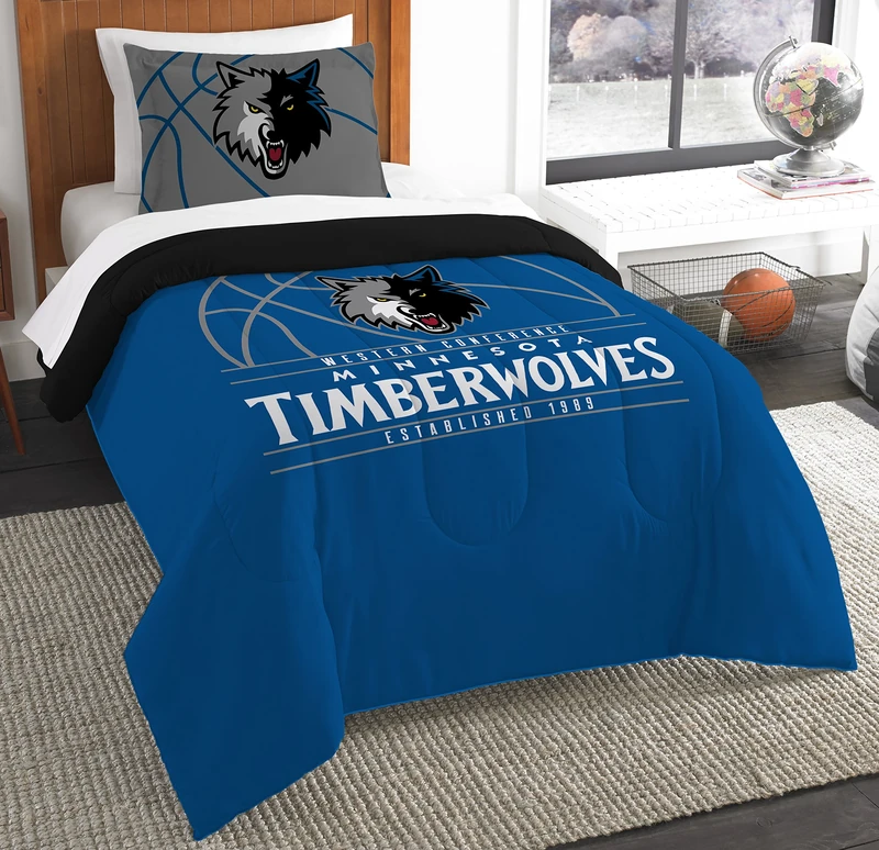 Northwest NBA Minnesota Timberwolves Comforter and Sham Set, Twin, Reverse Slam