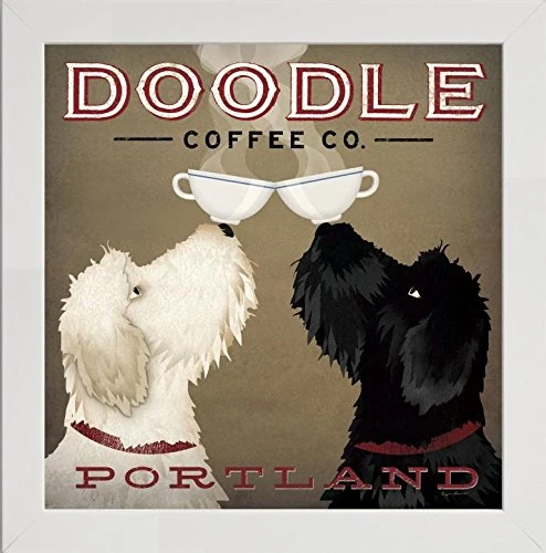 Frame Company Watson Range Doodle Coffee Double IV Portland by Ryan Fowler, Frame - 60 x 60 cm, White