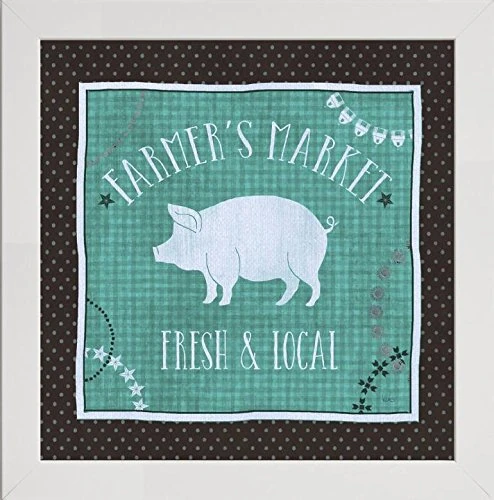 Frame Company Watson Range Little Red Farm II with Teal by Veronique Charron, Frame - 60 x 60 cm, White