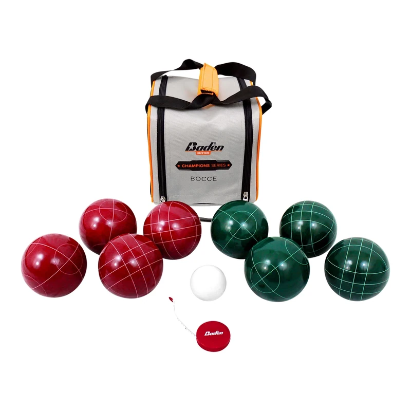 Baden Champions Bocce Ball Set – 90mm – Includes Carry Case & Measuring Tape – Outdoor Garden Game for All Ages – Durable Poly-Resin Balls – Red/Green/White/Black - Image 1