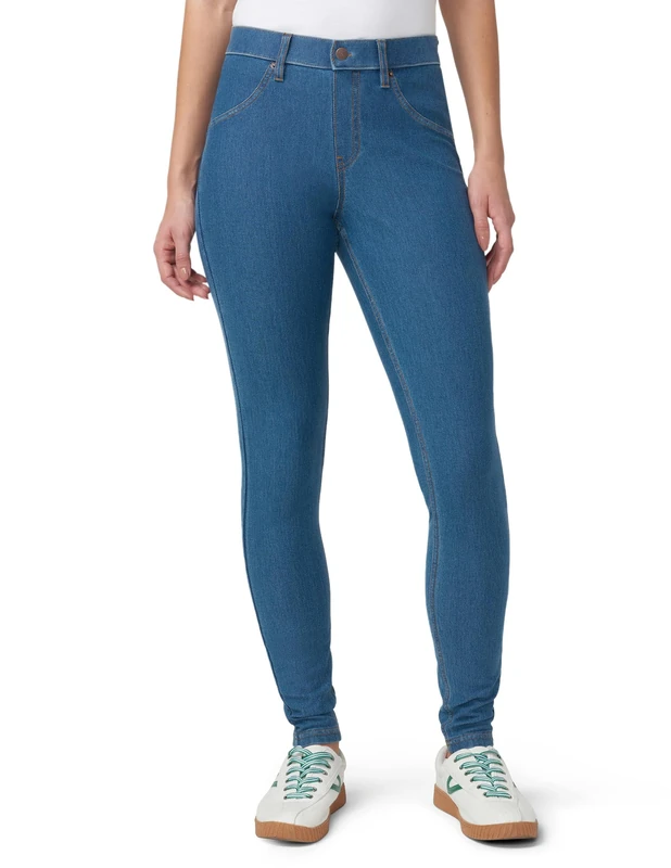 HUE Women's Essential Denim Leggings, Medium Wash, S