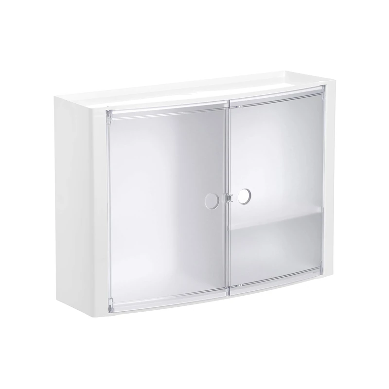TATAY Horizontal plastic cupboard, white colour, 2 doors without knobs in coslor glacé, and removable inner shelf. - Image 1