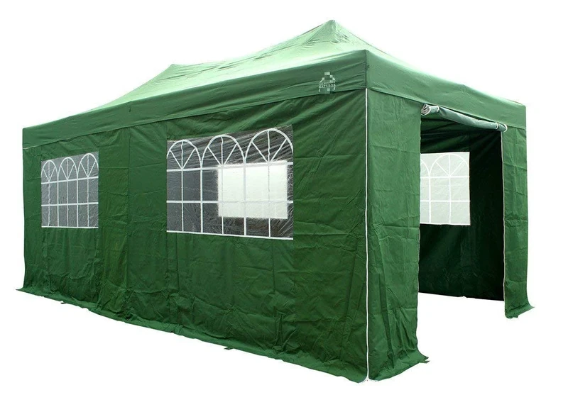 All Seasons Gazebos 3x6m Heavy Duty Fully Waterproof Pop up Gazebo with 4 Premium Side Walls - Green