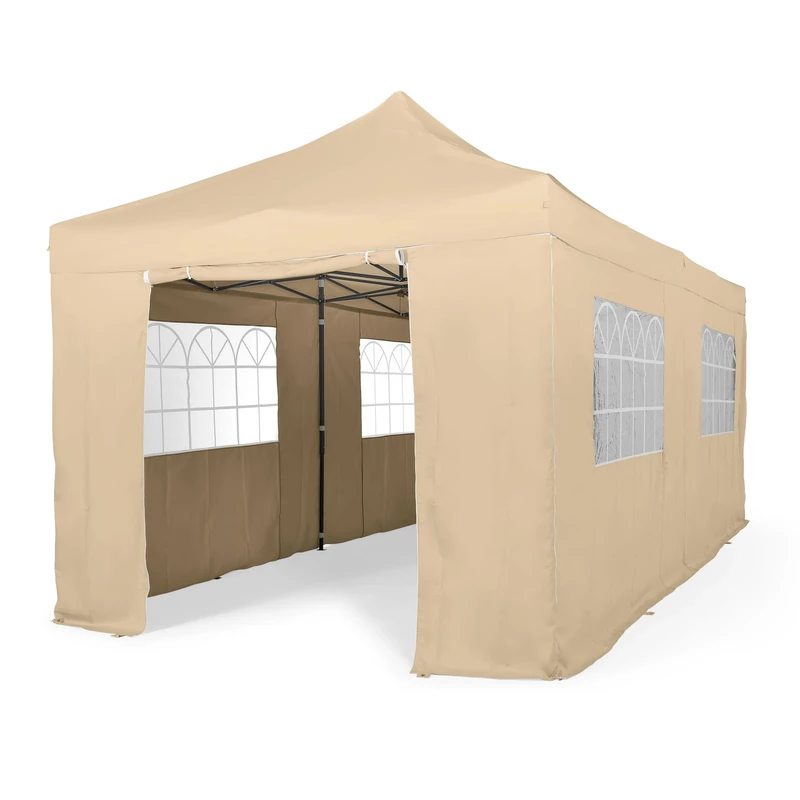 All Seasons Gazebos 3x6m Heavy Duty Fully Waterproof Pop up Gazebo with 4 Premium Side Walls - Beige