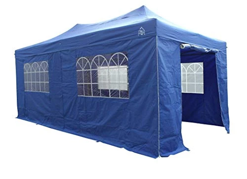 All Seasons Gazebos 3x6m Heavy Duty, Fully Waterproof, PVC Coated, Premium Pop Up Gazebo with 4 x 100% waterproof zip up Side Panels (Same quality as the roof) Comes with Carry Bag with Wheels and 4 x Upgraded leg weight bags (Royal Blue)