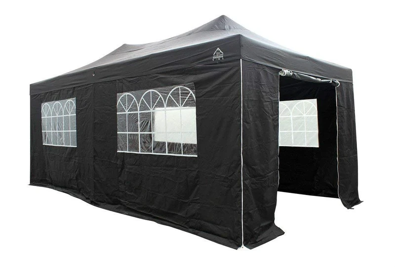 All Seasons Gazebos 3x6m Heavy Duty Fully Waterproof Pop up Gazebo with 4 Premium Side Walls - Black