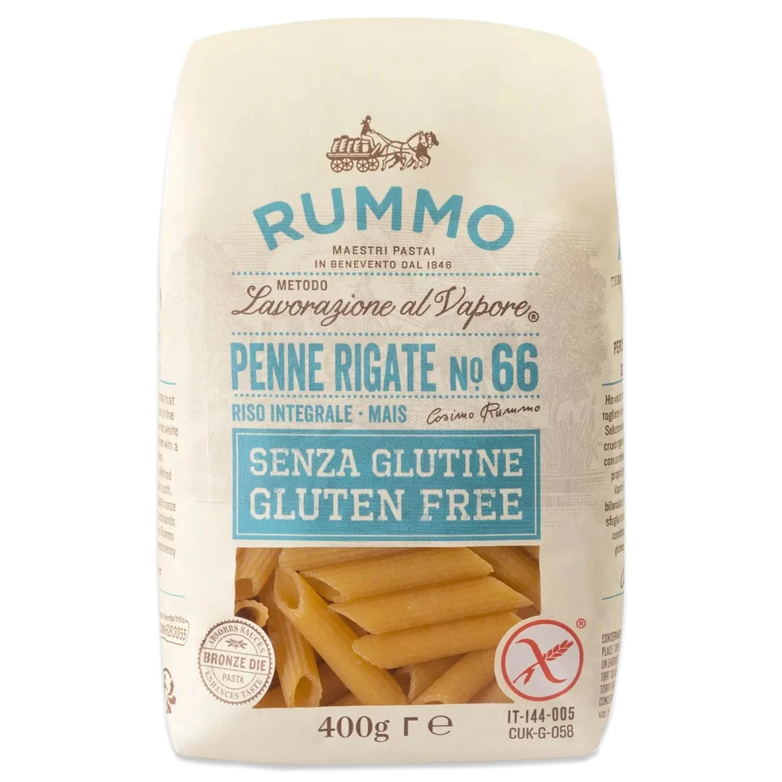 Rummo Gluten Free Penne Pasta No.66 - Premium Italian Pasta, Crafted for Perfect Texture & Taste, 400 g (Pack of 1)