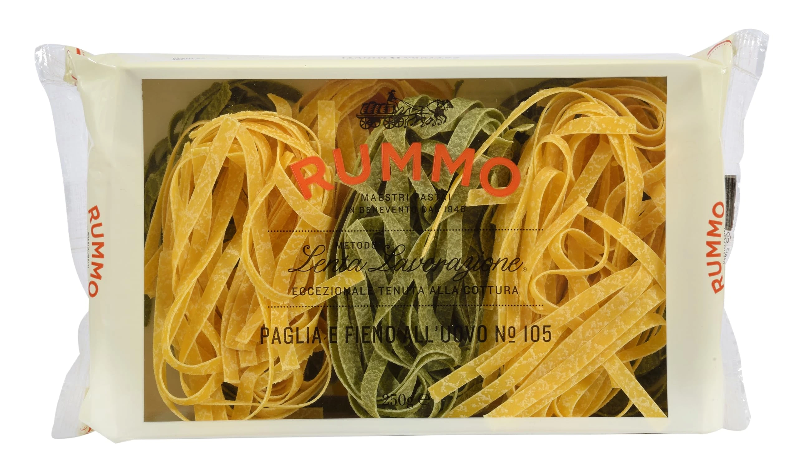 Rummo Paglia E Fieno – Classic Italian Egg & Spinach Pasta, Handcrafted, Artisan-Made Nests for Gourmet Dining, 250 g (Pack of 1)