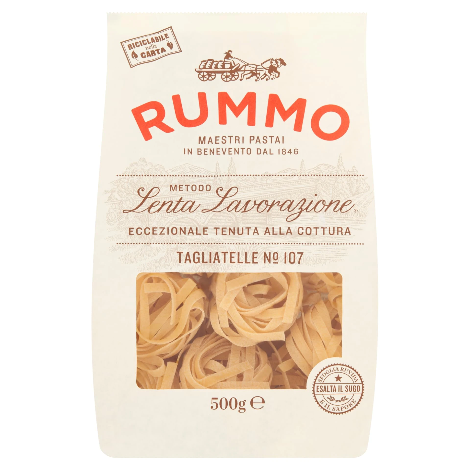Rummo Tagliatelle Pasta No.107 - Authentic Italian Pasta Nests, Delicately Crafted for Gourmet Creations, 500 g (Pack of 1)