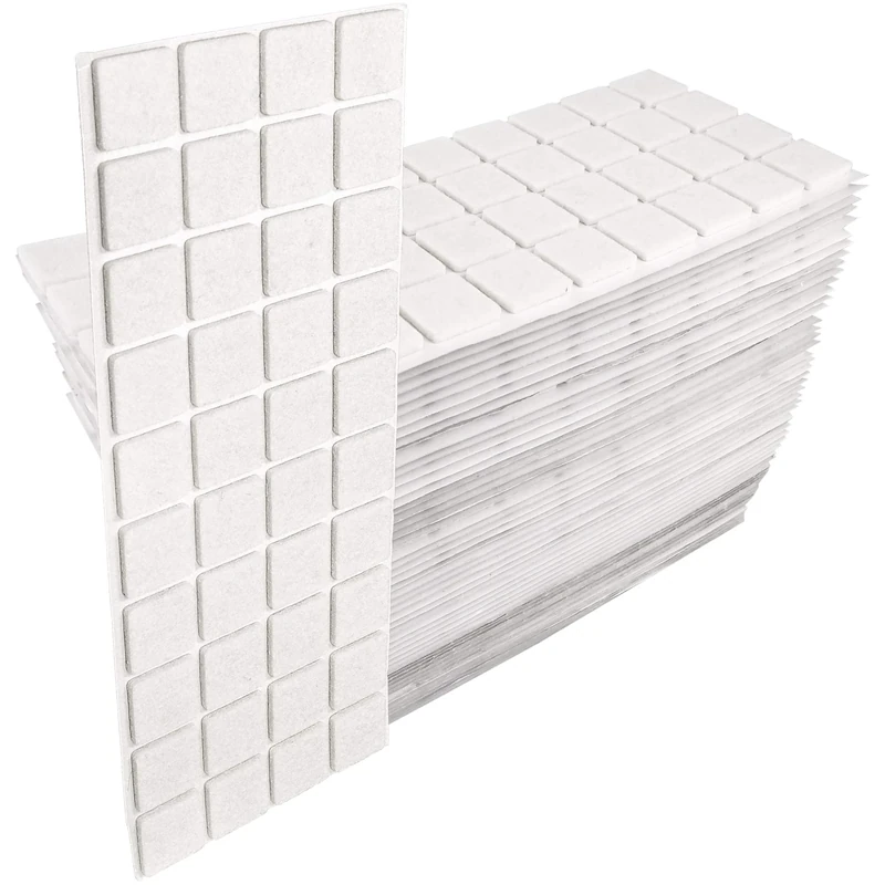 Adsamm® / 2000 x self-adhesive felt pads/White / 0.98x0.98'' (25x25 mm) / square / 0.138'' / 3.5 mm thick stick-on furniture felt glides/Furniture & Chair Glides