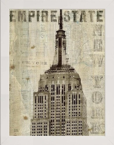 Frame Company Watson Range Vintage Ny EmpireState Building by Michael Mullan, Frame - A2, White