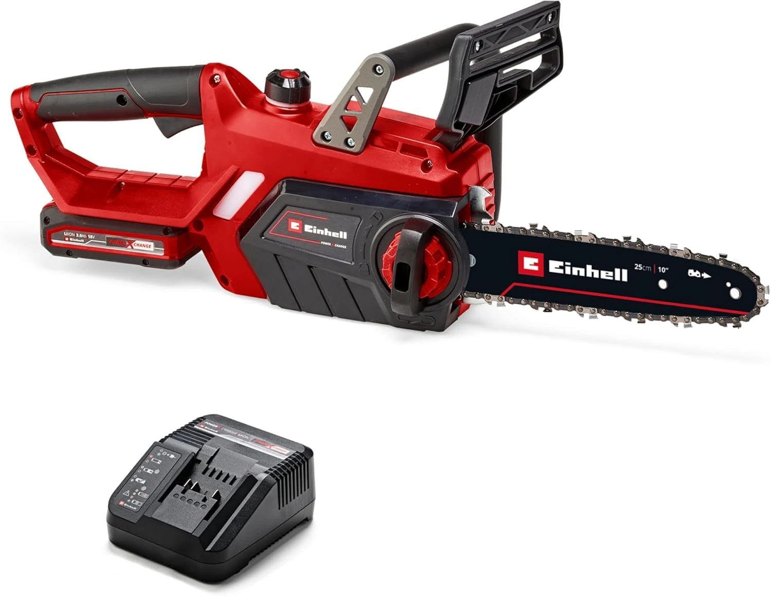 Einhell Power X-Change 18V Cordless Chainsaw With Battery and Charger - 10 Inch (25cm) Electric Chainsaw Cordless With OREGON Bar and Chain - GE-LC 18/25 Li Battery Chainsaw + 3Ah Starter Kit
