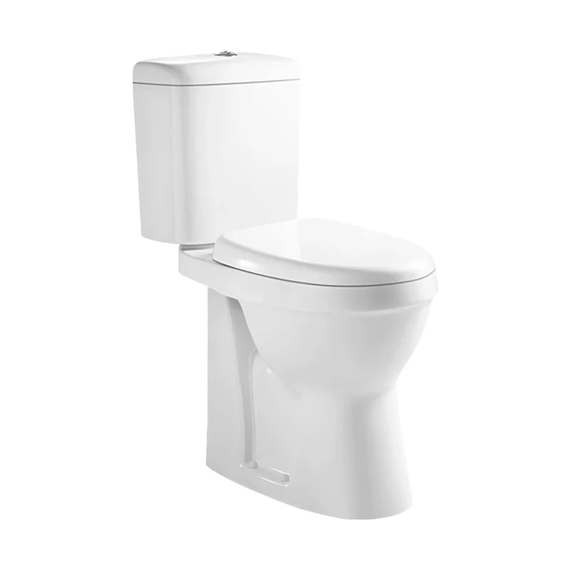 VeeBath Close Coupled Toilet, Ceramic Toilet Pan with Dual Flush Cistern, Soft Close, Quick Release Toilet Seat for Bathroom- White Gloss, Round Shape