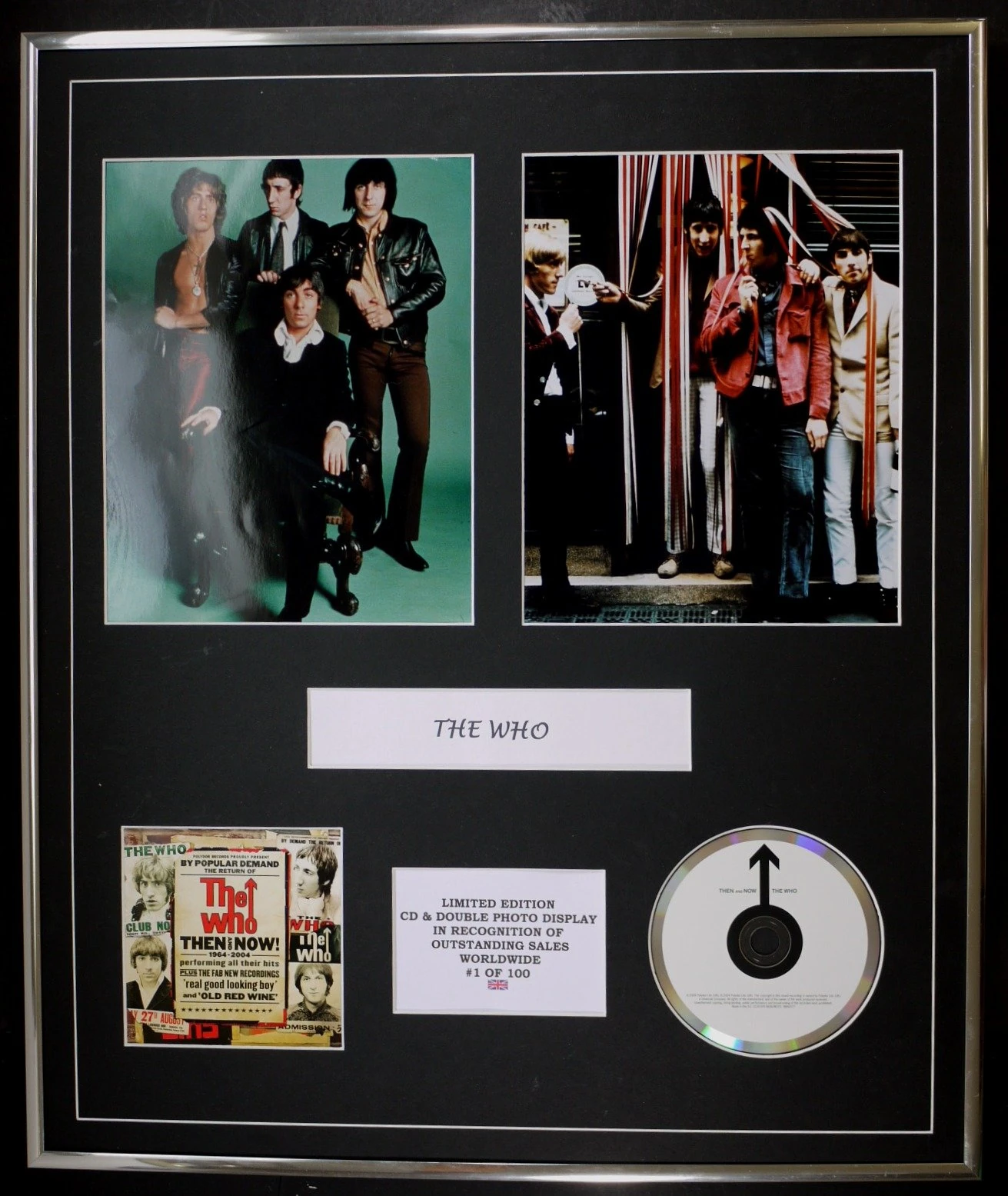 CD & DOUBLE PHOTO DISPLAY THE WHO LTD. EDITION/COA/THEN AND NOW