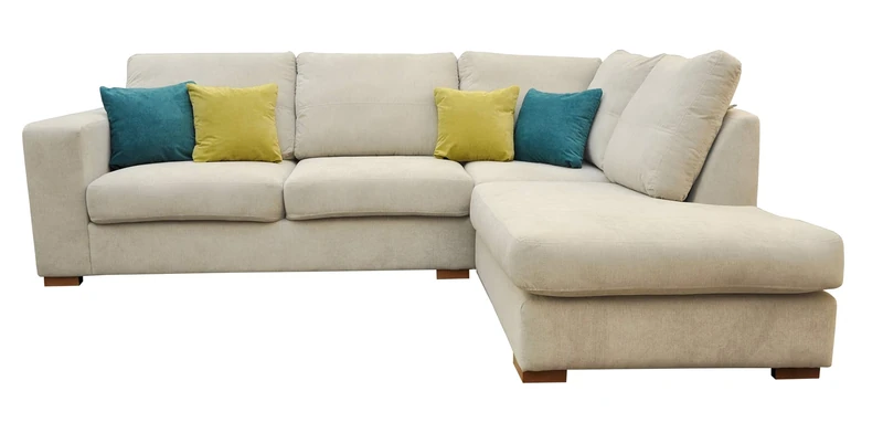 Sofas and More Dakota Fabric Corner Sofa Living Room Suite CREAM- BROWN- GREY LEFT RIGHT (Right, Cream)